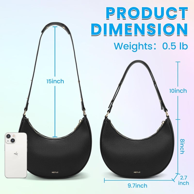 Keyli Shoulder Bag for Women Stylish Casual Clutch Purses for Women 3 Ways Adjust Strap Hobo Handbags with Zip Closure - Image 2